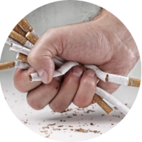 Individual embracing a smoke-free lifestyle after successful hypnotherapy sessions, symbolizing the transformative power of clinical hypnotherapy in quitting smoking.